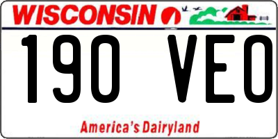 WI license plate 190VEO