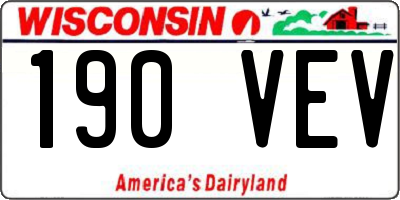 WI license plate 190VEV