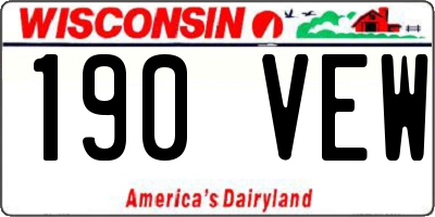 WI license plate 190VEW