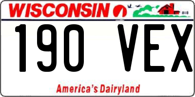 WI license plate 190VEX