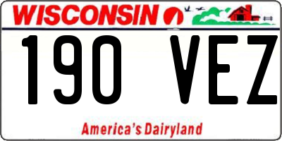 WI license plate 190VEZ