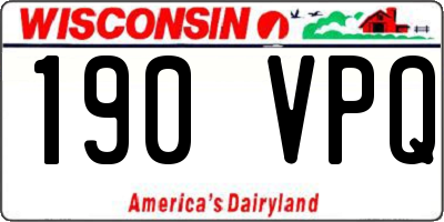 WI license plate 190VPQ