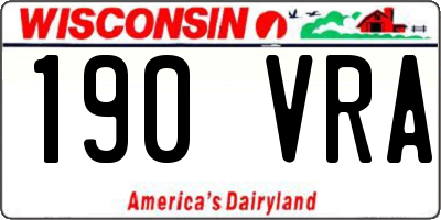 WI license plate 190VRA