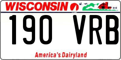 WI license plate 190VRB