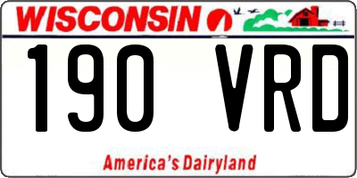 WI license plate 190VRD