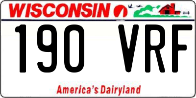 WI license plate 190VRF