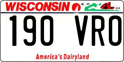 WI license plate 190VRO