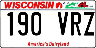 WI license plate 190VRZ