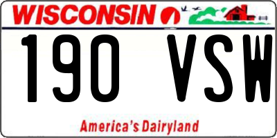 WI license plate 190VSW