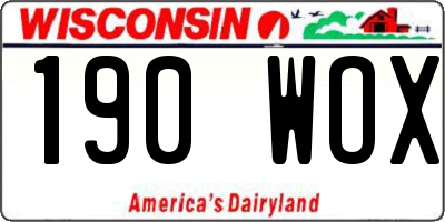 WI license plate 190WOX