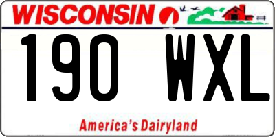 WI license plate 190WXL
