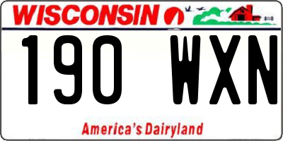 WI license plate 190WXN