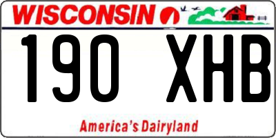 WI license plate 190XHB