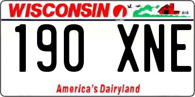 WI license plate 190XNE