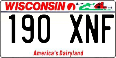 WI license plate 190XNF