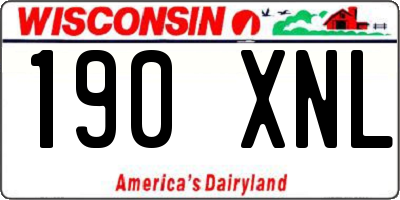 WI license plate 190XNL