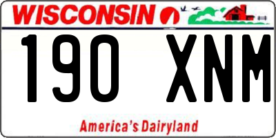 WI license plate 190XNM