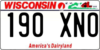 WI license plate 190XNO