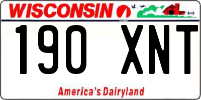 WI license plate 190XNT