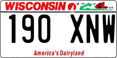 WI license plate 190XNW