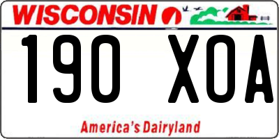 WI license plate 190XOA