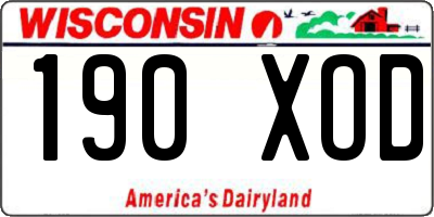 WI license plate 190XOD