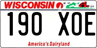 WI license plate 190XOE