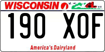 WI license plate 190XOF