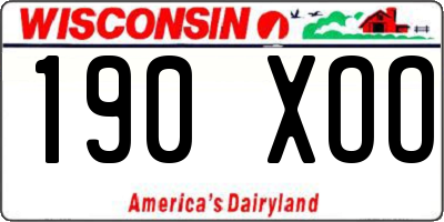 WI license plate 190XOO