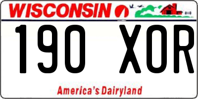 WI license plate 190XOR