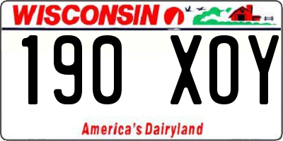 WI license plate 190XOY