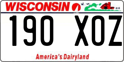 WI license plate 190XOZ