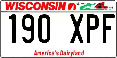 WI license plate 190XPF