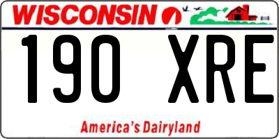 WI license plate 190XRE
