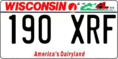 WI license plate 190XRF