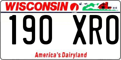 WI license plate 190XRO