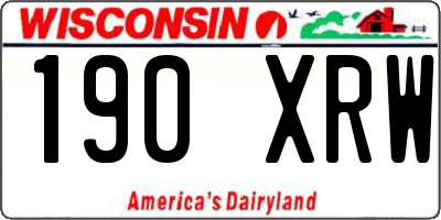 WI license plate 190XRW