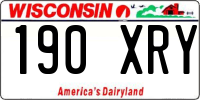 WI license plate 190XRY
