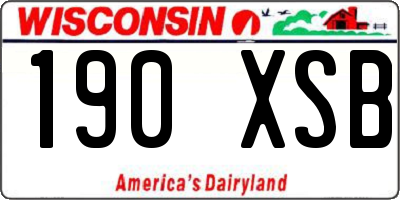 WI license plate 190XSB