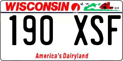 WI license plate 190XSF