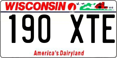 WI license plate 190XTE