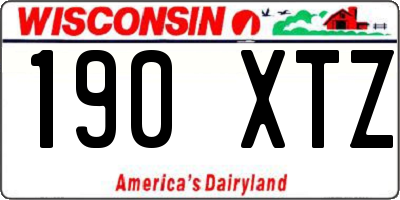 WI license plate 190XTZ