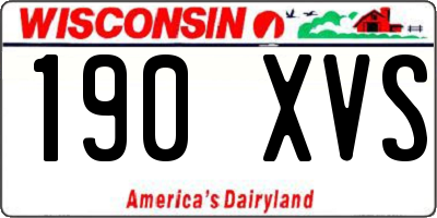 WI license plate 190XVS