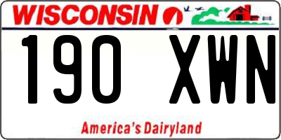 WI license plate 190XWN