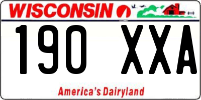 WI license plate 190XXA
