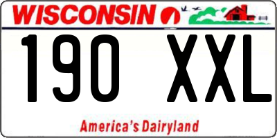 WI license plate 190XXL
