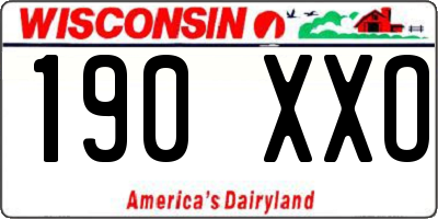 WI license plate 190XXO