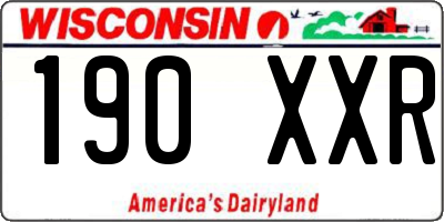 WI license plate 190XXR