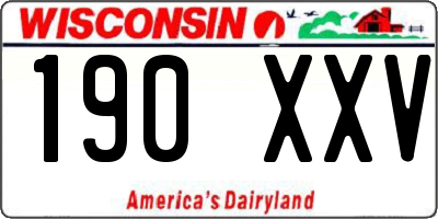 WI license plate 190XXV