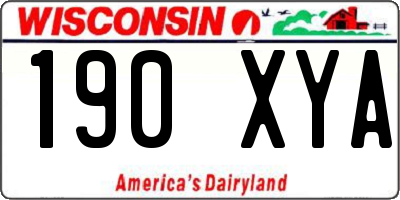 WI license plate 190XYA